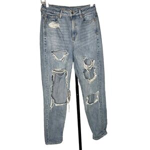 American Eagle Comfort Stretch Distressed Highest Rise Mom Jeans Size 4 thrashed